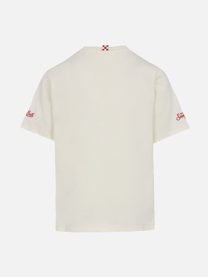 Mc2 Saint Barth T-shirt Da Bambino In Cotone Con Stampa Piazzata Venice E Ricamo Surfin USA