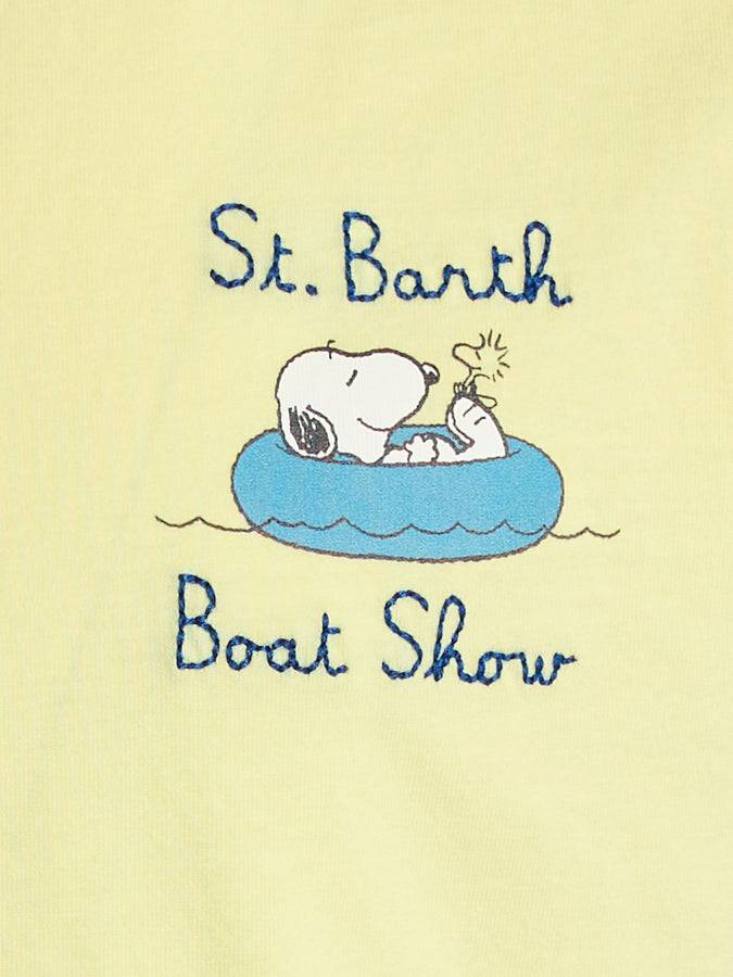 Mc2 Saint Barth T-shirt Da Bambino In Cotone Con Stampa Snoopy E Ricamo Salone Nautico St. Barth | EDIZIONE SPECIALE SNOOPY PEANUTS
