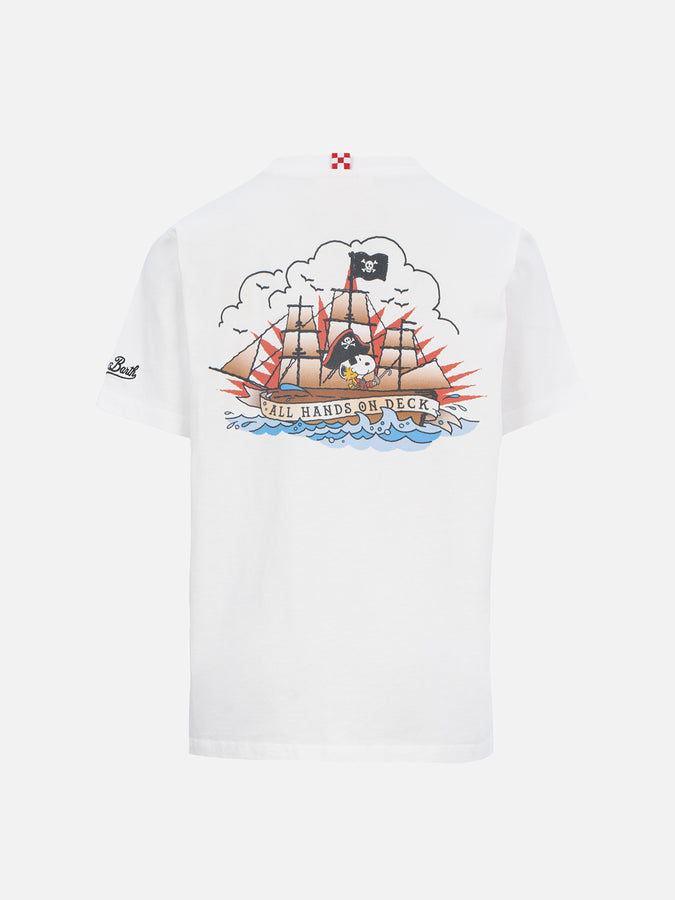 Mc2 Saint Barth T-shirt Da Bambino In Cotone Con Stampa Snoopy E Ricamo Pirata St. Barth | EDIZIONE SPECIALE SNOOPY PEANUTS