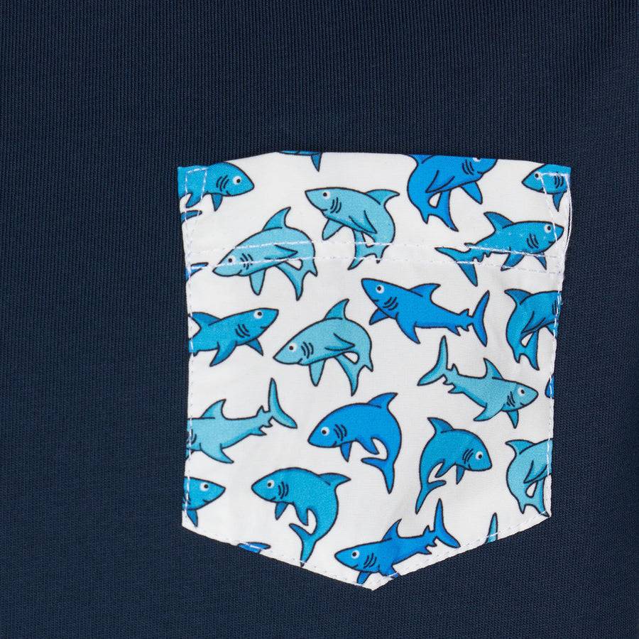 Mc2 Saint Barth T-shirt Da Bambino In Cotone Con Stampa Squali Sul Taschino