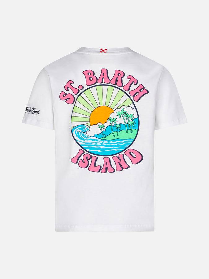 Mc2 Saint Barth T-shirt Da Bambino In Cotone Con Stampa St. Barth Island