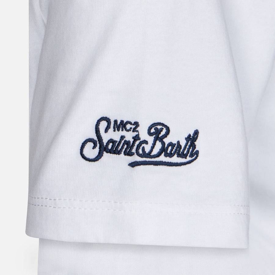 Mc2 Saint Barth T-shirt Da Bambino In Cotone Con Stampa Surfer In St. Barth