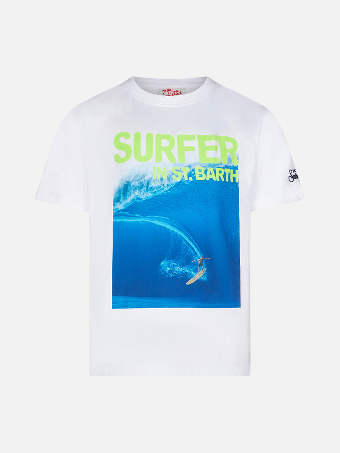 Mc2 Saint Barth T-shirt da bambino in cotone con stampa Surfer in St. Barth