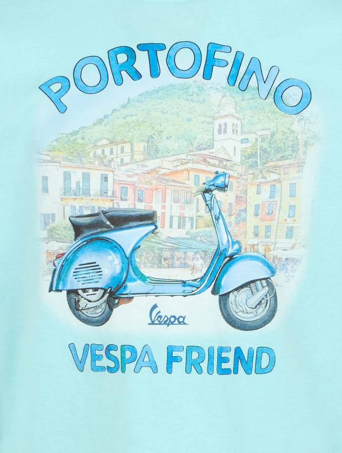 Mc2 Saint Barth T-shirt Da Bambino In Cotone Con Stampa Vespa Friends Portofino | EDIZIONE SPECIALE VESPA