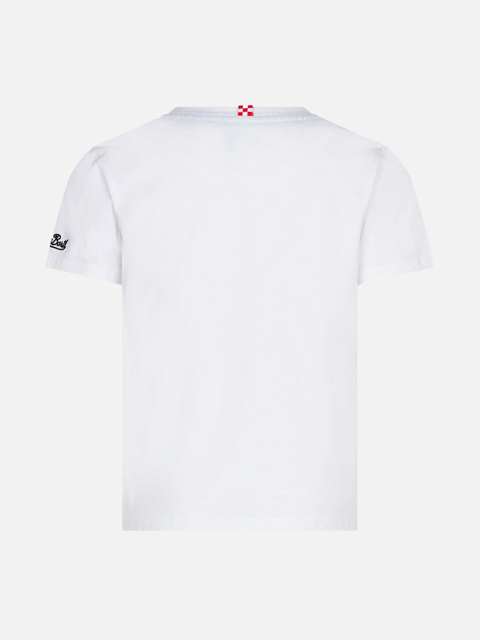 Mc2 Saint Barth T-shirt Da Bambino In Cotone Con Taschino Stampato Bandana Verde