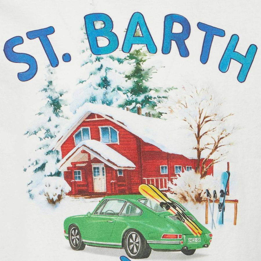 Mc2 Saint Barth T-shirt Da Bambino In Cotone Pesante Con Stampa St. Barth Après Ski