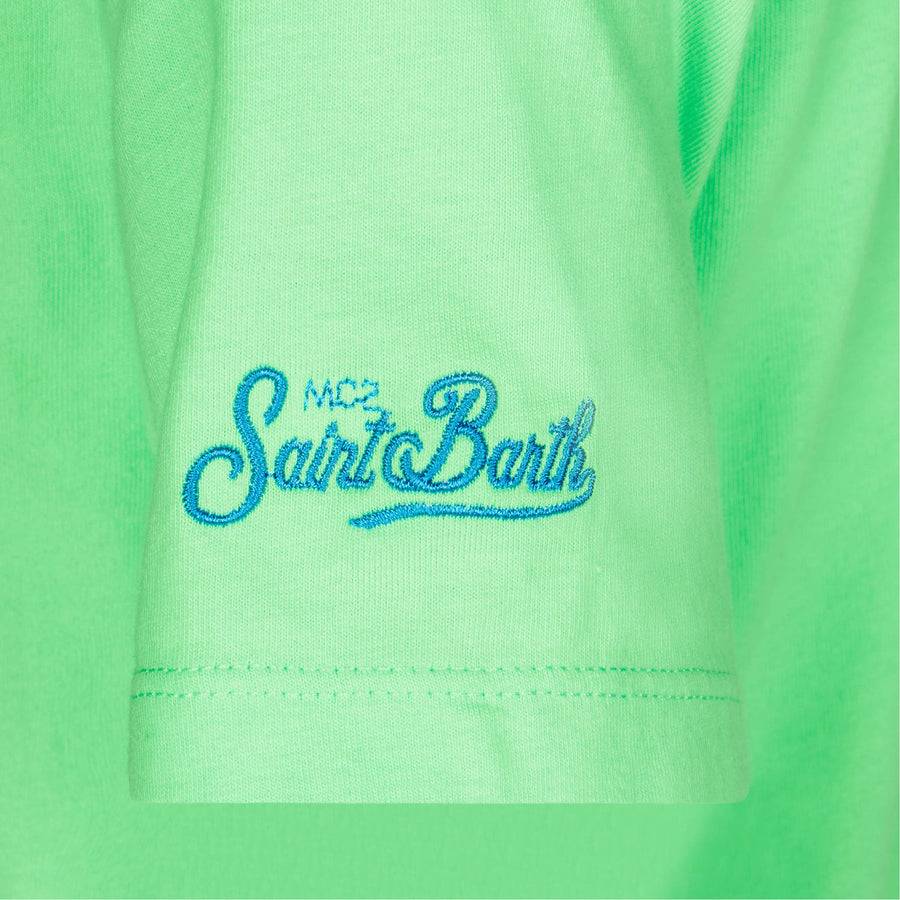 Mc2 Saint Barth T-shirt Da Bambino In Cotone Verde Con Stampa Snoopy | EDIZIONE SPECIALE PEANUTS™