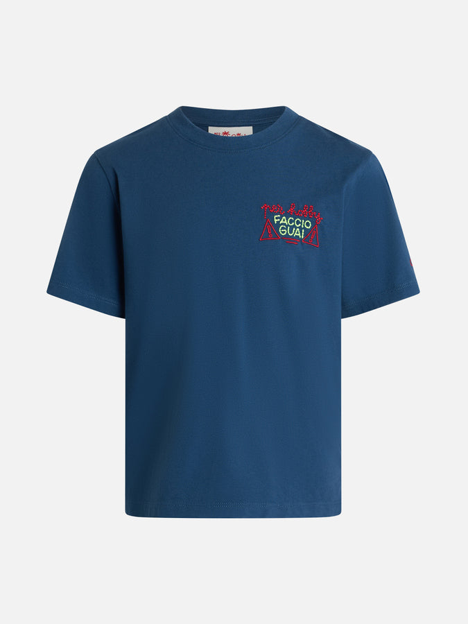 Mc2 Saint Barth T-shirt da bambino in jersey di cotone Portofino Jr con ricamo Per hobby faccio guai | EDIZIONE SPECIALE INSULTI LUMINOSI