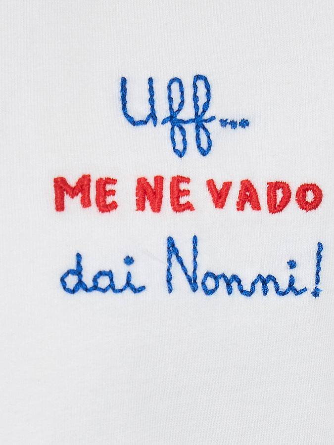 Mc2 Saint Barth T-shirt Da Bambino In Jersey Di Cotone Portofino Jr Con Ricamo Me Ne Vado Dai Nonni