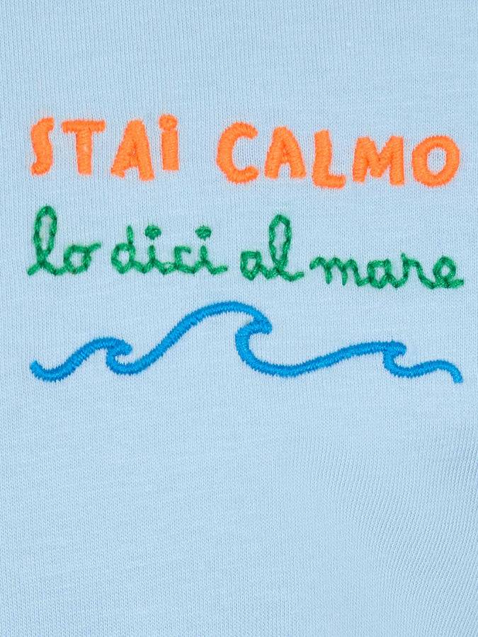 Mc2 Saint Barth T-shirt Da Bambino In Jersey Di Cotone Portofino Jr Con Ricamo Stai Calmo Lo Dici Al Mare