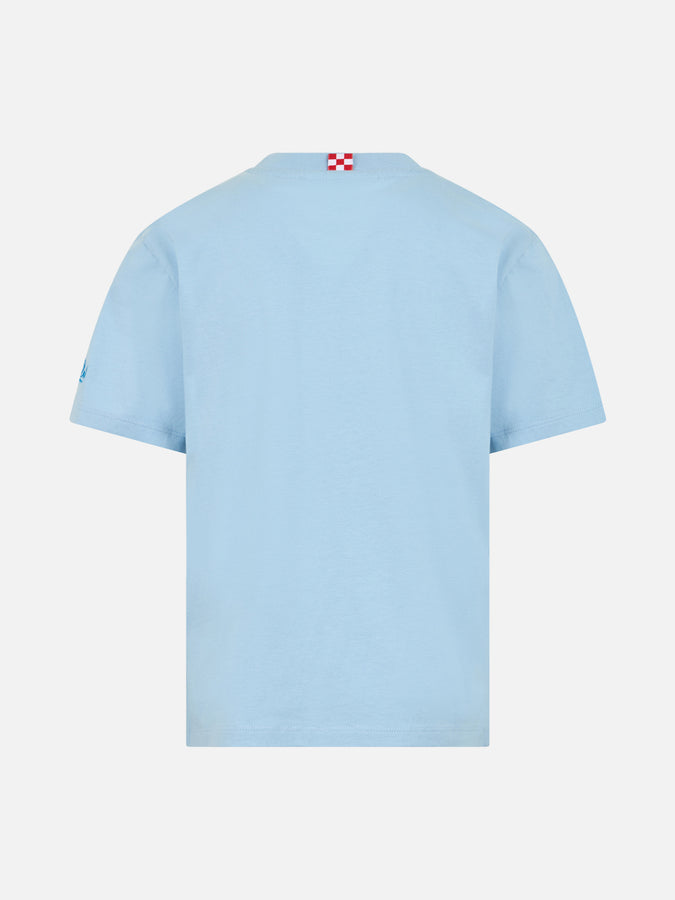 Mc2 Saint Barth T-shirt Da Bambino In Jersey Di Cotone Portofino Jr Con Ricamo Stai Calmo Lo Dici Al Mare