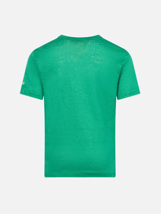 Mc2 Saint Barth T-shirt Da Bambino In Jersey Di Lino Verde Alex