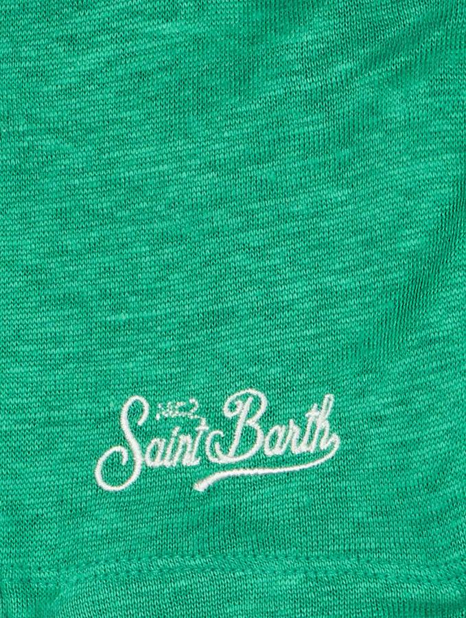 Mc2 Saint Barth T-shirt Da Bambino In Jersey Di Lino Verde Alex