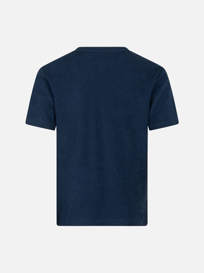 Mc2 Saint Barth T-shirt Da Bambino In Spugna Blu Navy Gary Con Ricamo St. Barth