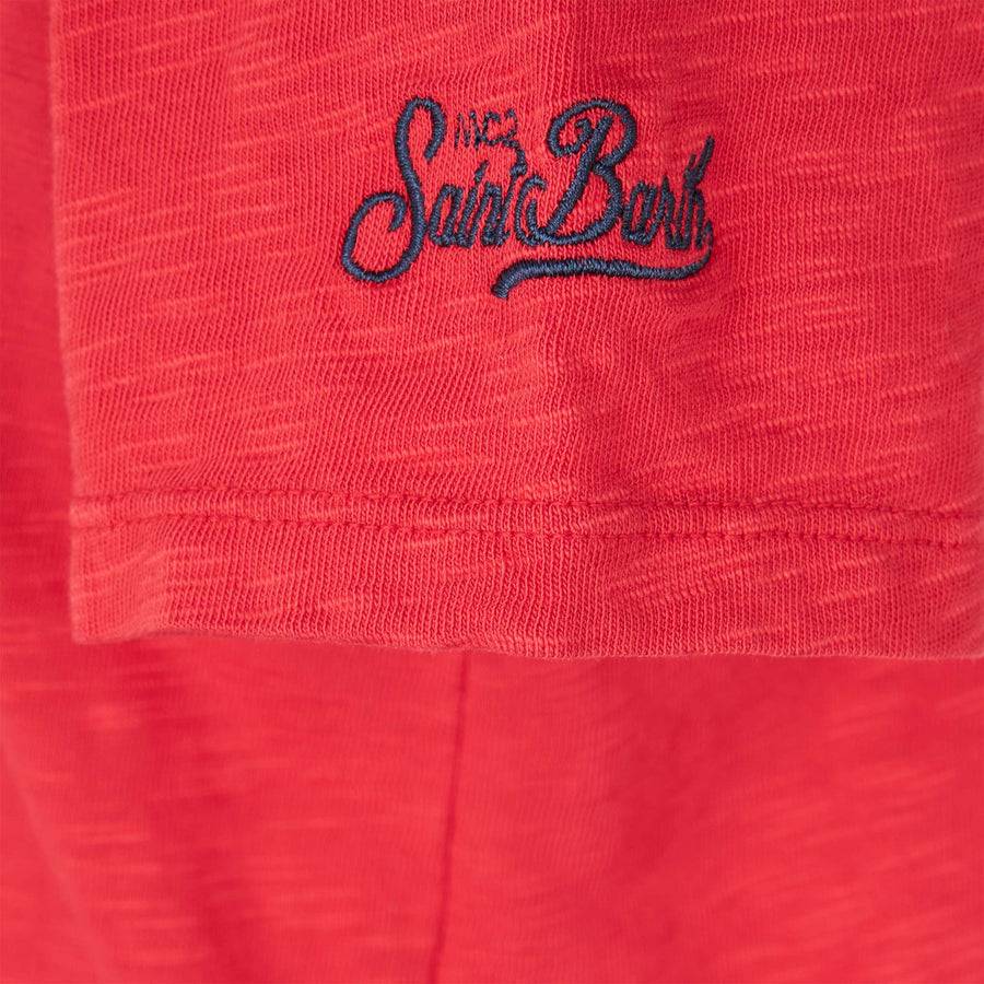 Mc2 Saint Barth T-shirt Da Bambino Rossa Stampa Shark Rider St Barth
