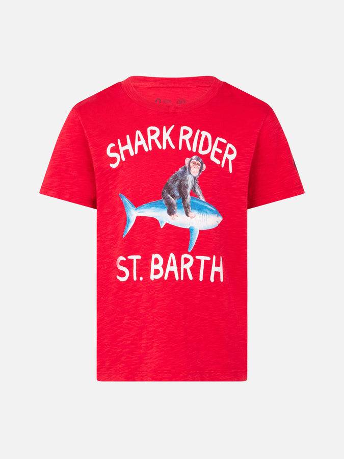 Mc2 Saint Barth T-shirt da bambino rossa stampa shark rider St Barth