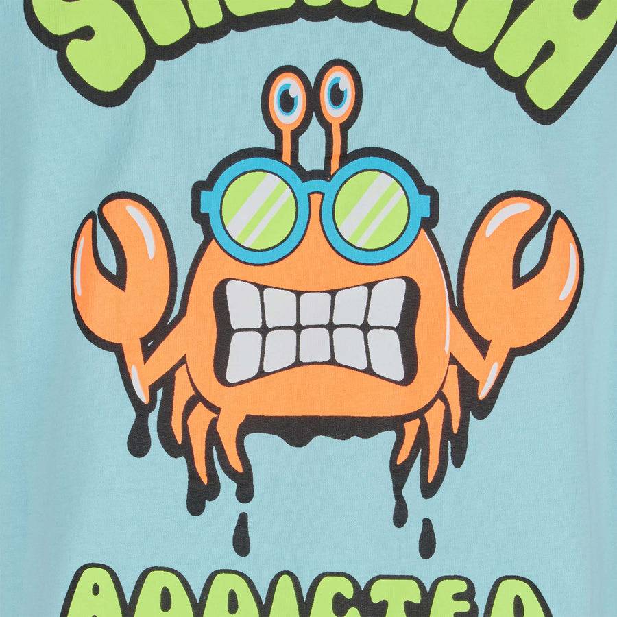 Mc2 Saint Barth T-shirt Da Bambino Verde Acqua In Cotone Con Stampa St. Barth Addicted