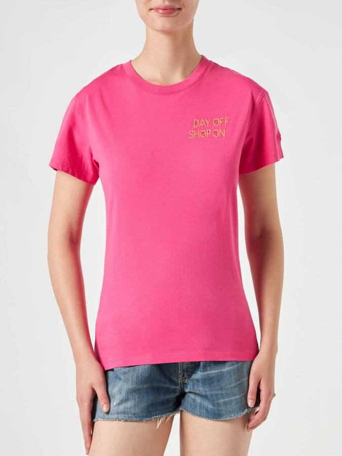Mc2 Saint Barth T-shirt Da Donna Fucsia In Cotone Con Ricamo
