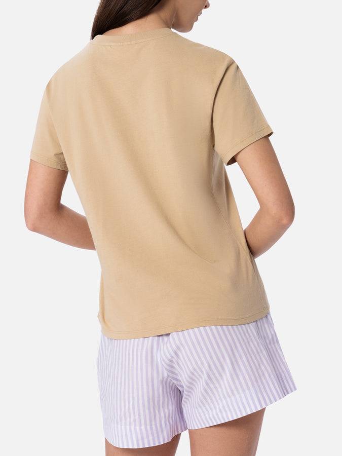 Mc2 Saint Barth T-shirt Da Donna Girocollo Emilie In Jersey Di Cotone Con Ricamo Di Strass Saint Barth