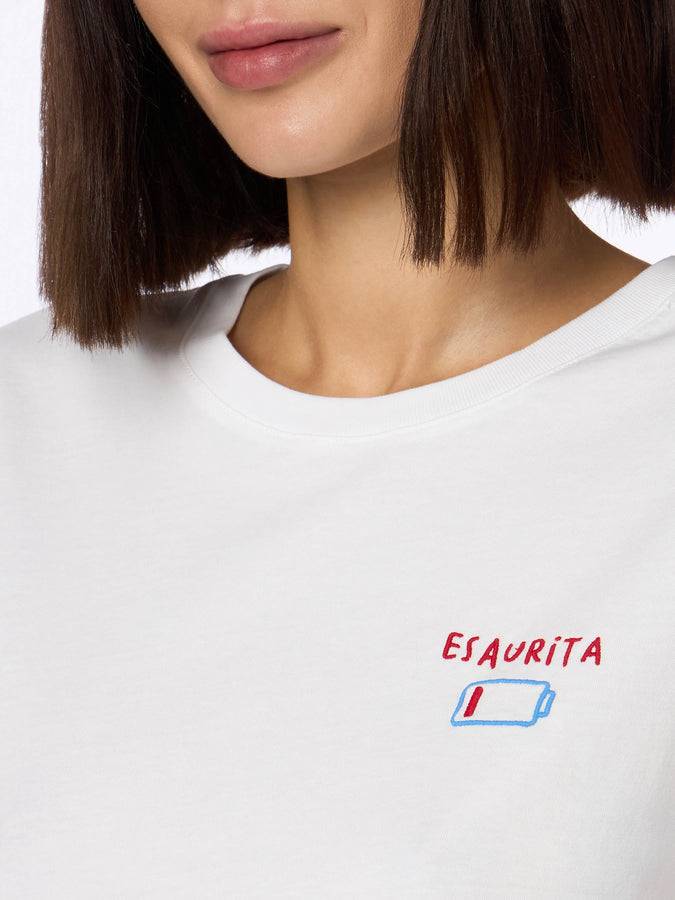 Mc2 Saint Barth T-shirt da donna girocollo Emilie in jersey di cotone con ricamo Esaurita
