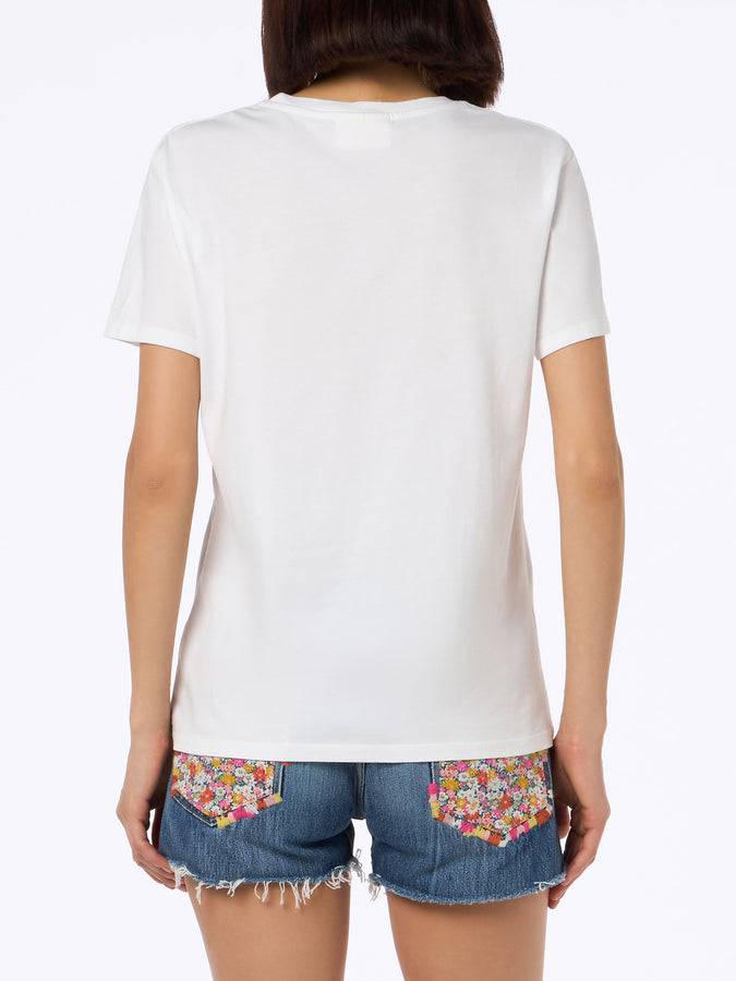 Mc2 Saint Barth T-shirt Da Donna Girocollo Emilie In Jersey Di Cotone Con Ricamo Ne Parliamo A Settembre