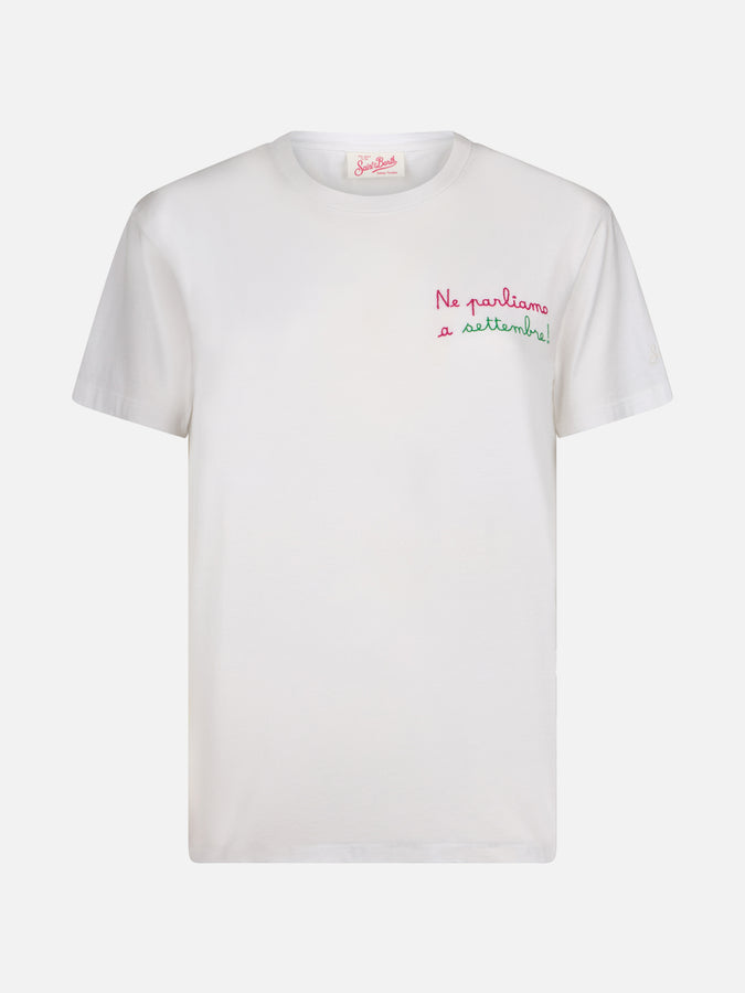 Mc2 Saint Barth T-shirt Da Donna Girocollo Emilie In Jersey Di Cotone Con Ricamo Ne Parliamo A Settembre