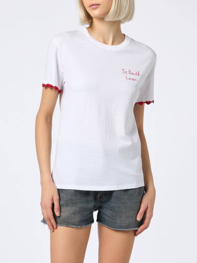Mc2 Saint Barth T-shirt Da Donna Girocollo Emilie In Jersey Di Cotone Con Ricamo St. Barth Lover