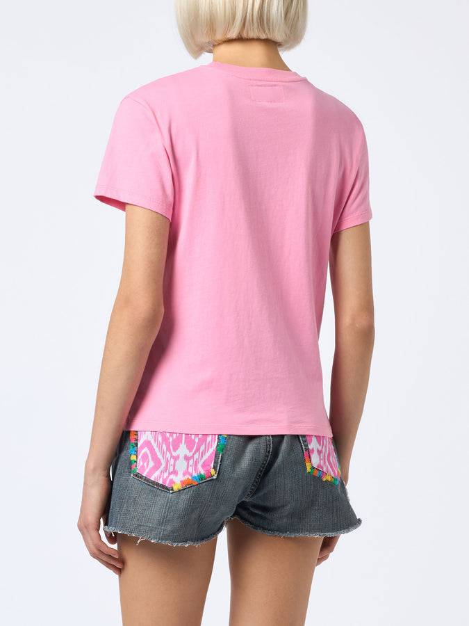 Mc2 Saint Barth T-shirt Da Donna Girocollo Emilie In Jersey Di Cotone Con Stampa Saint Barth Beach Club