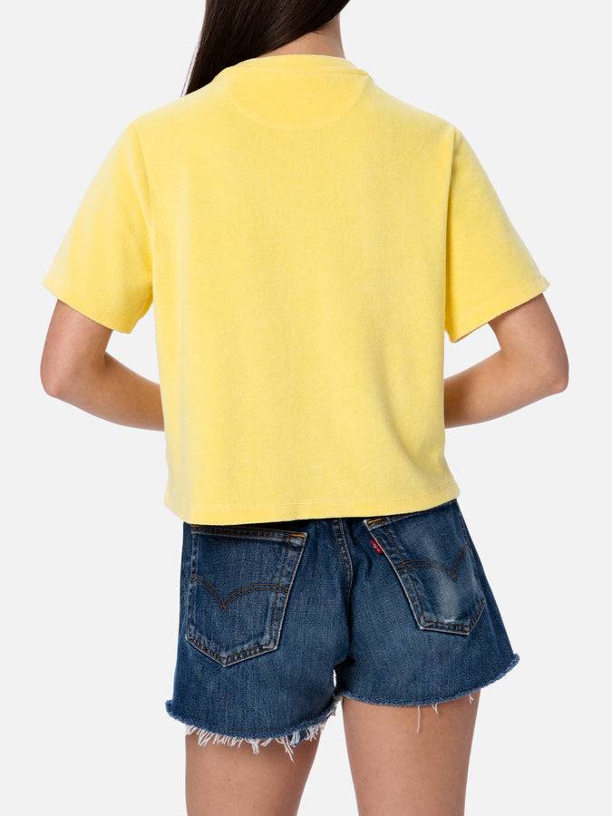 Mc2 Saint Barth T-shirt Da Donna Girocollo In Spugna Di Cotone Giallo Pallido Emilie