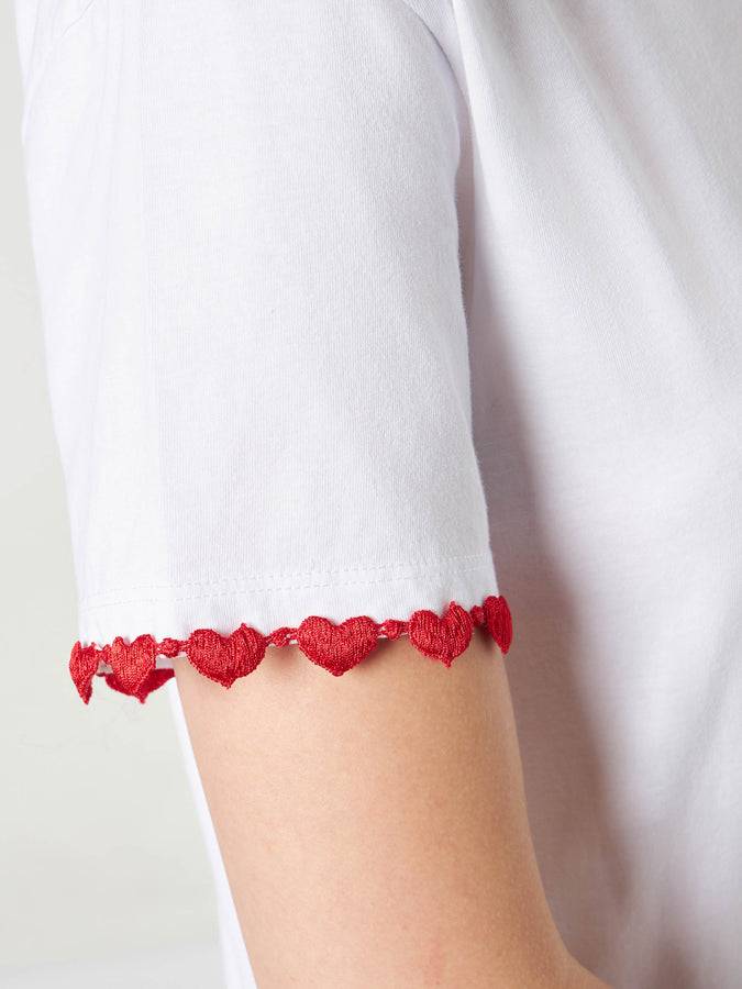 Mc2 Saint Barth T-shirt Da Donna In Cotone Con Cuore Ricamato
