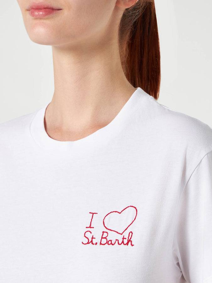 Mc2 Saint Barth T-shirt da donna in cotone con cuore ricamato
