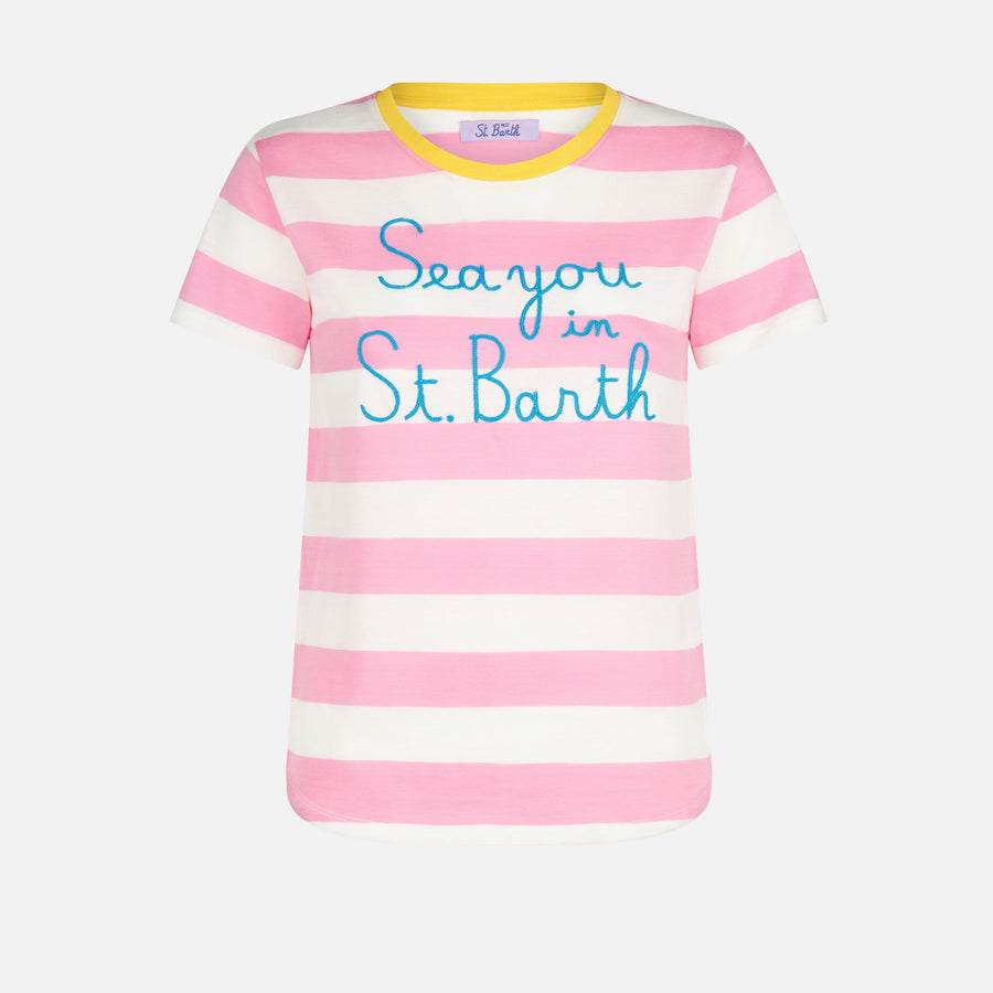 Mc2 Saint Barth T-shirt Da Donna In Cotone Con Ricamo Sea You In St. Barth