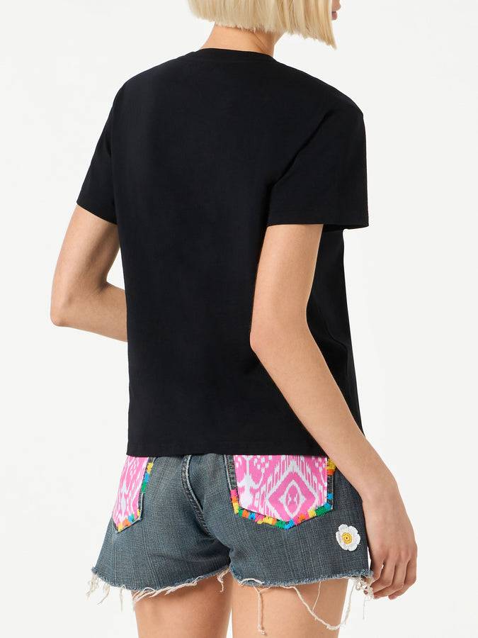 Mc2 Saint Barth T-shirt Da Donna In Cotone Con Ricamo Strass Bride Girl