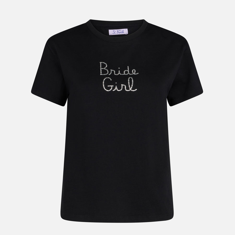 Mc2 Saint Barth T-shirt Da Donna In Cotone Con Ricamo Strass Bride Girl