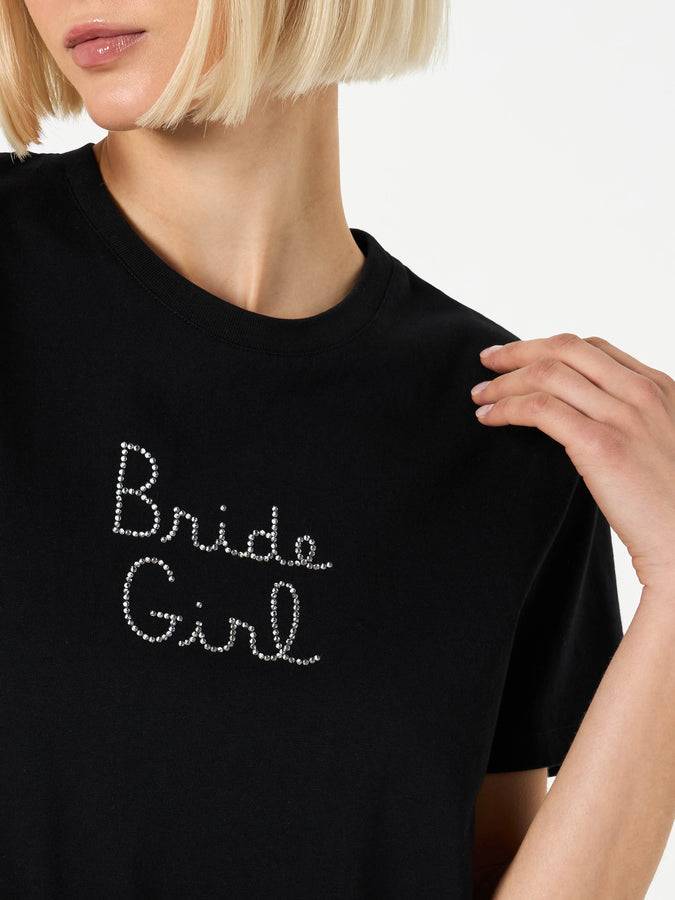 Mc2 Saint Barth T-shirt da donna in cotone con ricamo strass Bride Girl