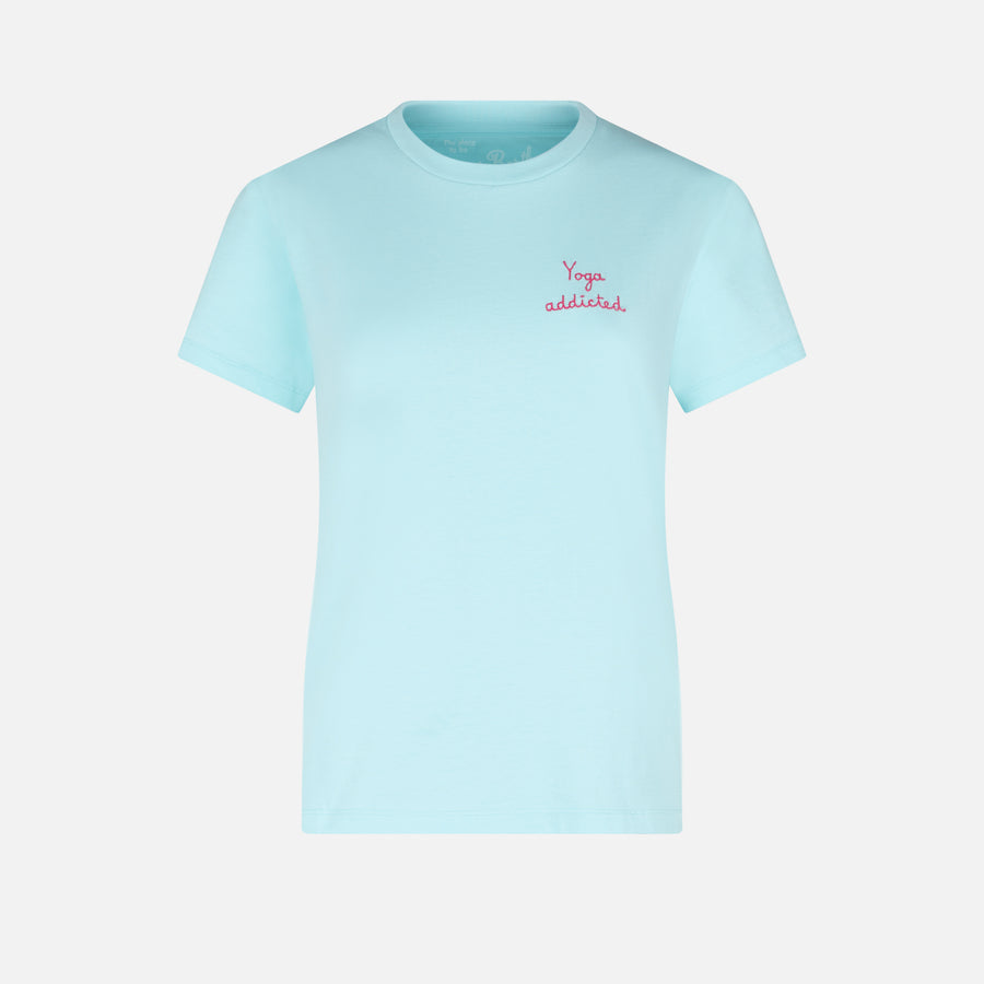 Mc2 Saint Barth T-shirt Da Donna In Cotone Con Scritta Ricamata Yoga Addicted