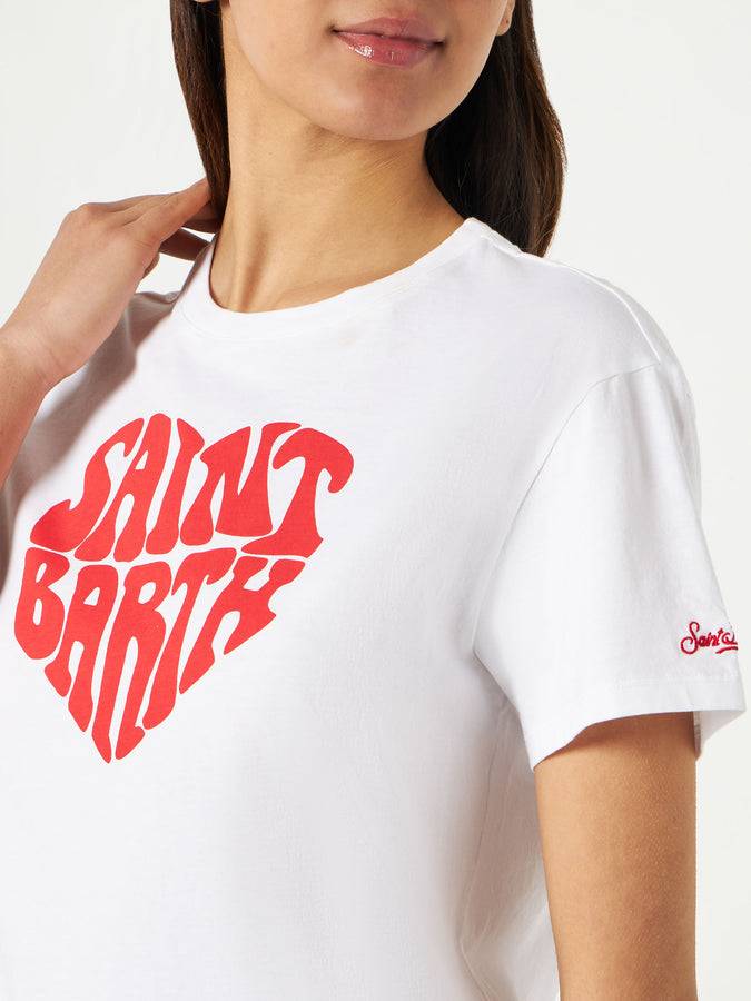 Mc2 Saint Barth T-shirt Da Donna In Cotone Con Scritta Saint Barth