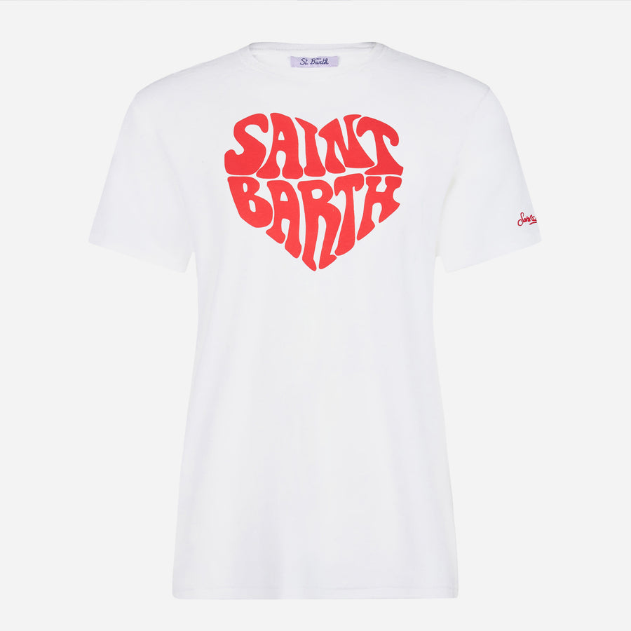 Mc2 Saint Barth T-shirt Da Donna In Cotone Con Scritta Saint Barth