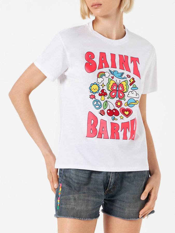 Mc2 Saint Barth T-shirt da donna in cotone con stampa Saint Barth