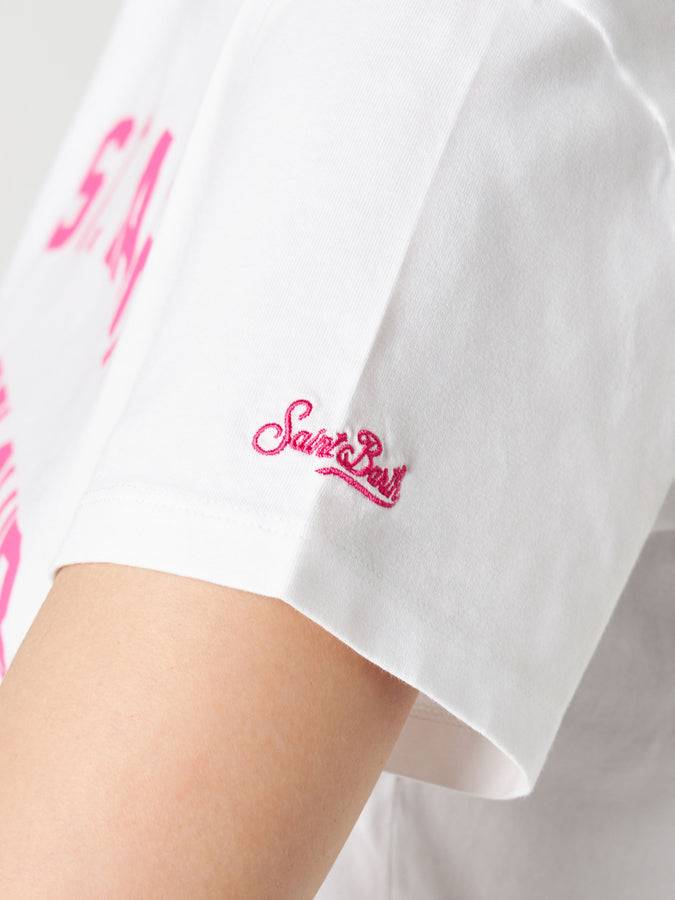 Mc2 Saint Barth T-shirt Da Donna In Cotone Con Stampa St. Barth Padel Club