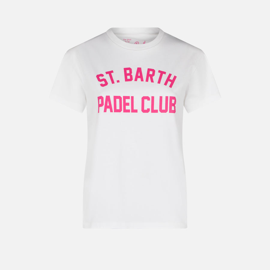 Mc2 Saint Barth T-shirt Da Donna In Cotone Con Stampa St. Barth Padel Club