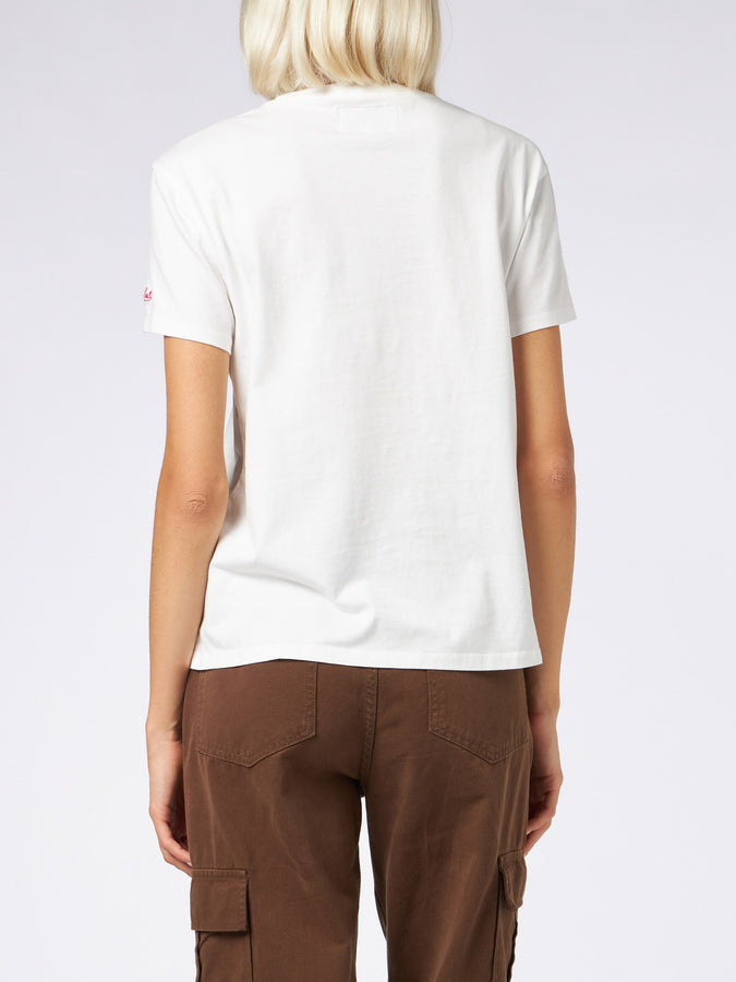 Mc2 Saint Barth T-shirt Da Donna In Cotone Pesante Con Ricamo Perfectly Imperfect