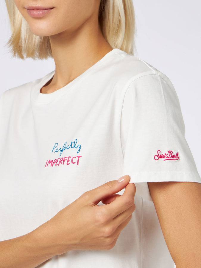Mc2 Saint Barth T-shirt da donna in cotone pesante con ricamo Perfectly Imperfect