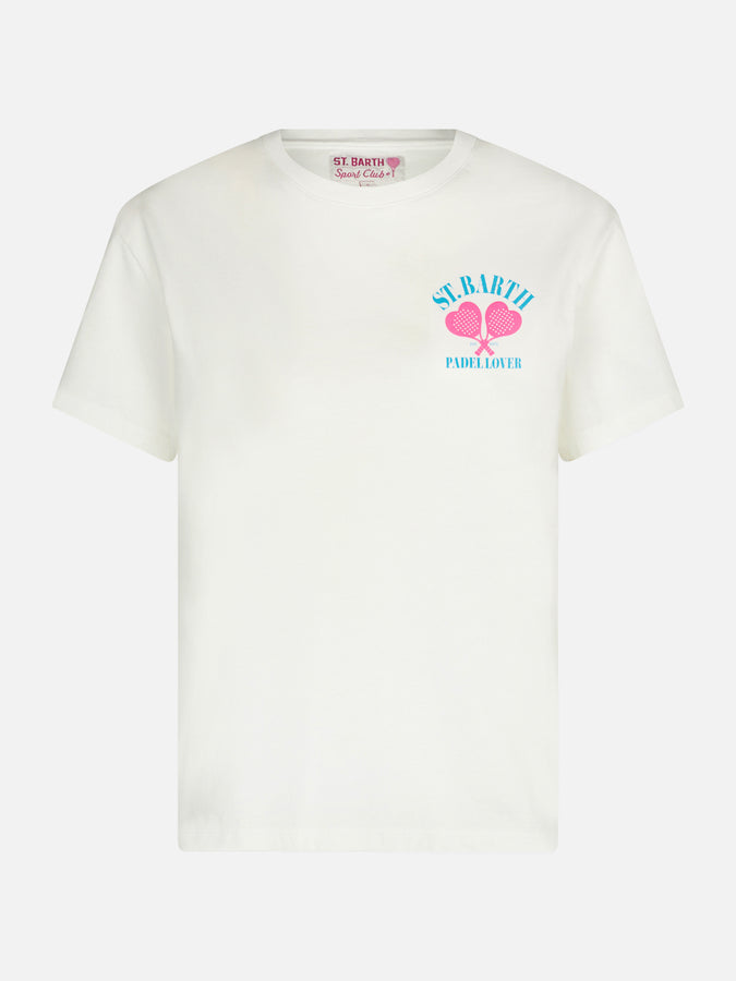 Mc2 Saint Barth T-shirt Da Donna In Cotone Pesante Con Stampa St. Barth Padel Lover Print
