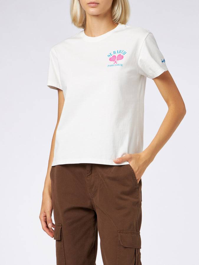 Mc2 Saint Barth T-shirt Da Donna In Cotone Pesante Con Stampa St. Barth Padel Lover Print