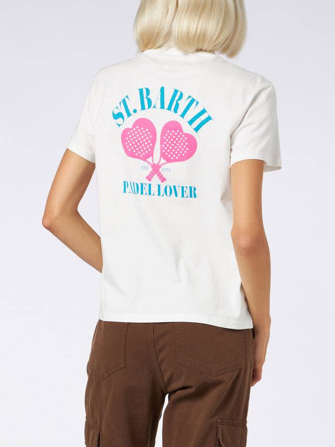 Mc2 Saint Barth T-shirt Da Donna In Cotone Pesante Con Stampa St. Barth Padel Lover Print