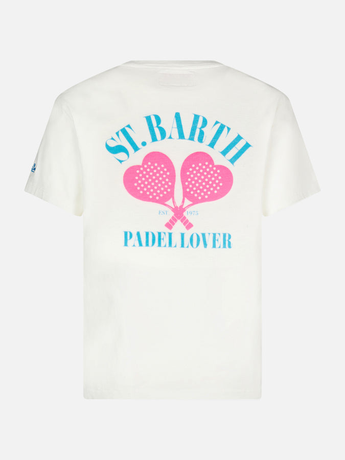 Mc2 Saint Barth T-shirt Da Donna In Cotone Pesante Con Stampa St. Barth Padel Lover Print