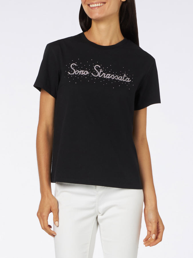 Mc2 Saint Barth T-shirt da donna in cotone pesante con stampa strass Sono Strassata