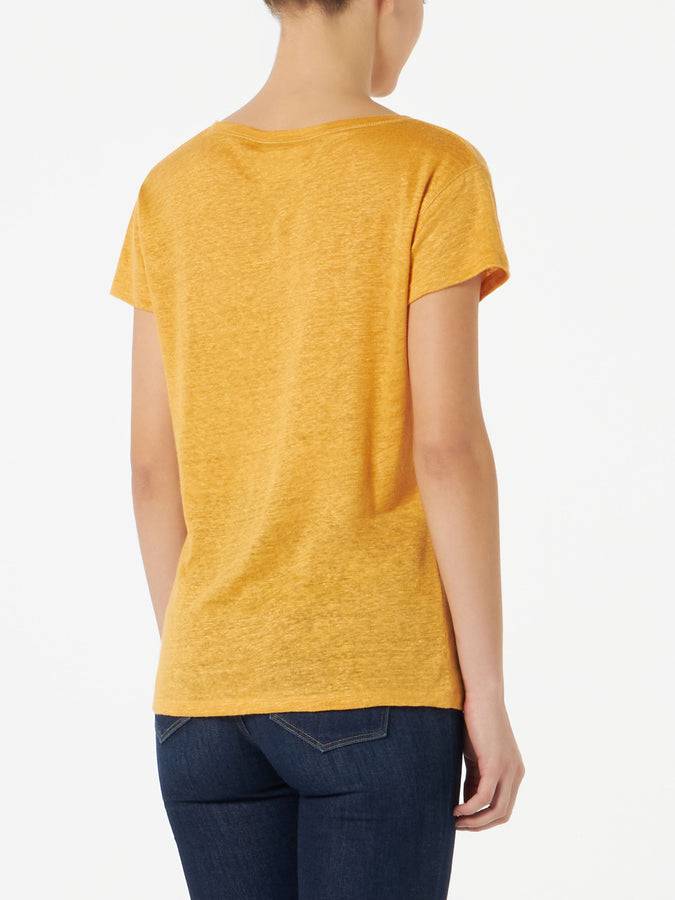 Mc2 Saint Barth T-shirt Da Donna In Lino Color Ocra