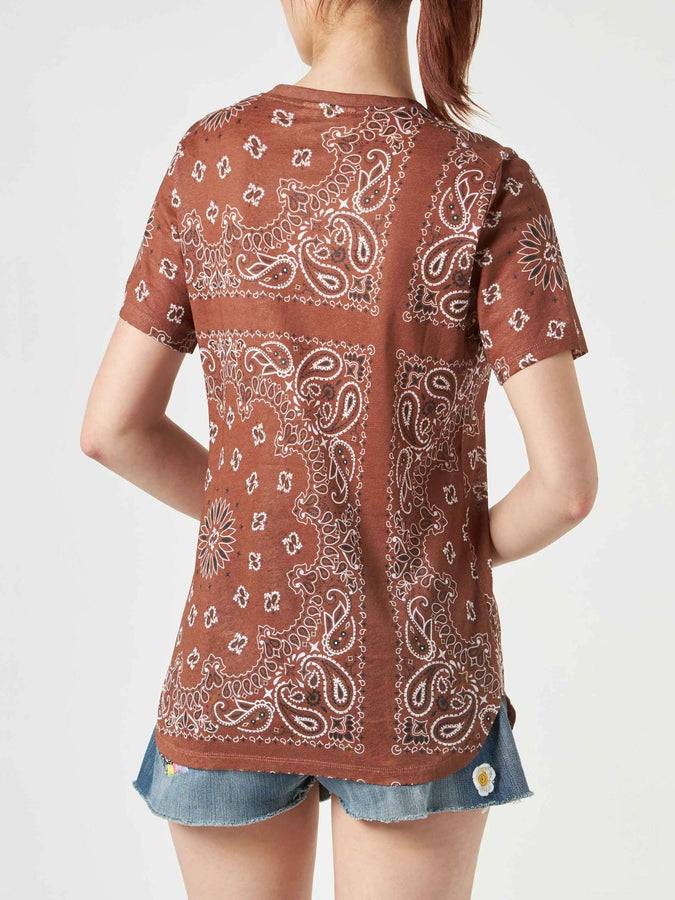 Mc2 Saint Barth T-shirt Da Donna In Lino Con Stampa Bandana